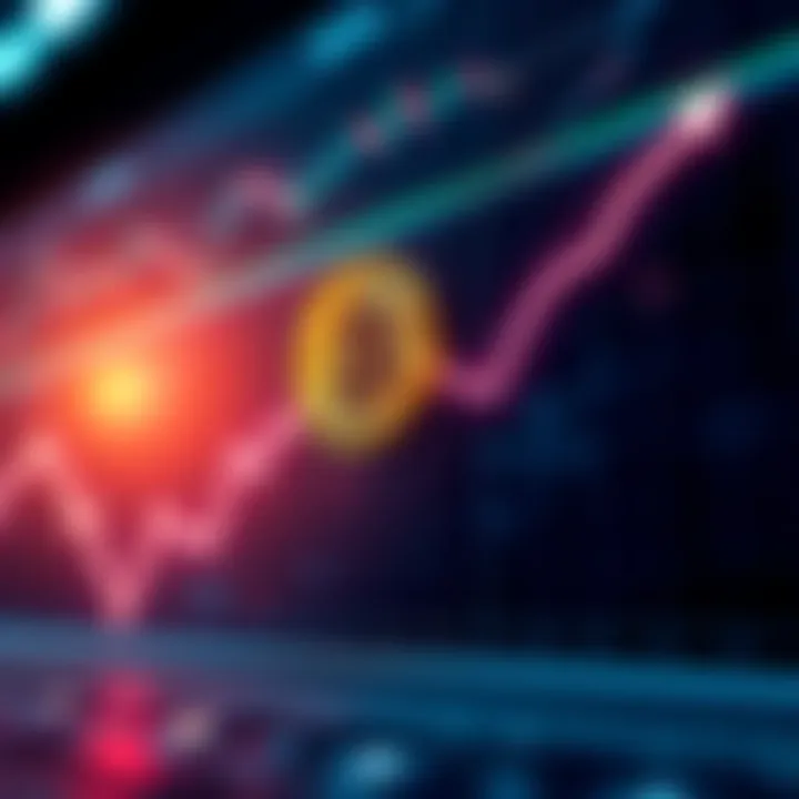 A graph showing Bitcoin's price drop with a downward trend line, representing market movements and the concept of the 4-year cycle.