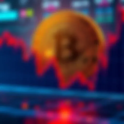 Graph showing Bitcoin price trending downward towards $77,000 with market indicators