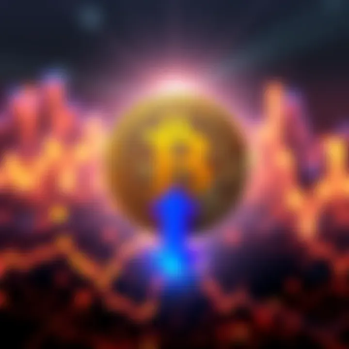 Bitcoin Price Dip After Fed Rate Cut Bitcoin logo with a downward arrow showing price drop after the Federal Reserve's rate cut announcement, indicating market volatility.