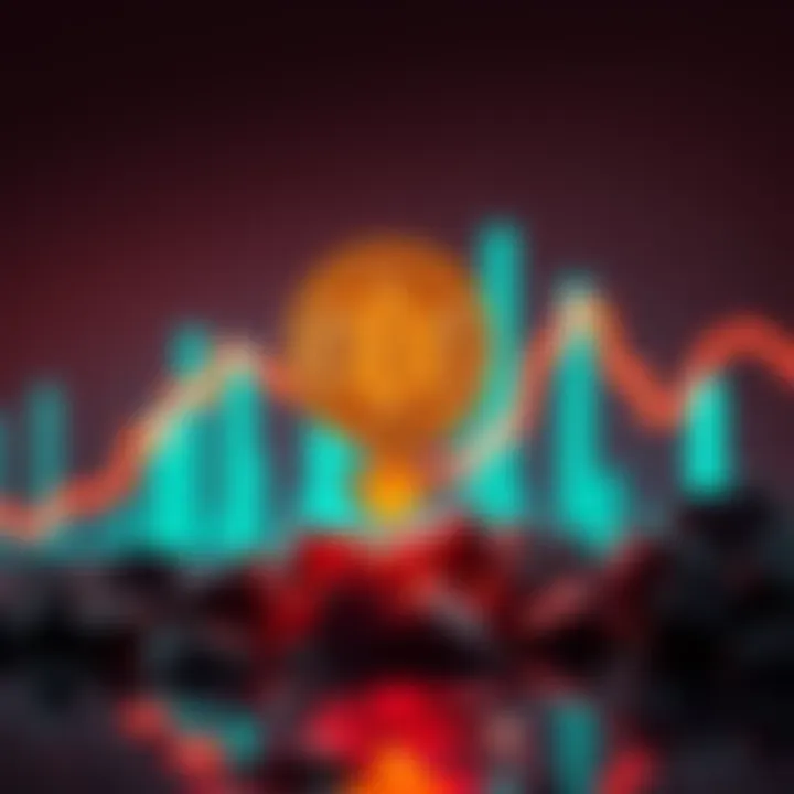 Bitcoin Price Drop Bitcoin logo with a downward arrow representing the price drop as it approaches $86,000