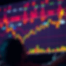 Graph showing Bitcoin's recent price drop with a downward trend line and a worried investor looking at the chart.