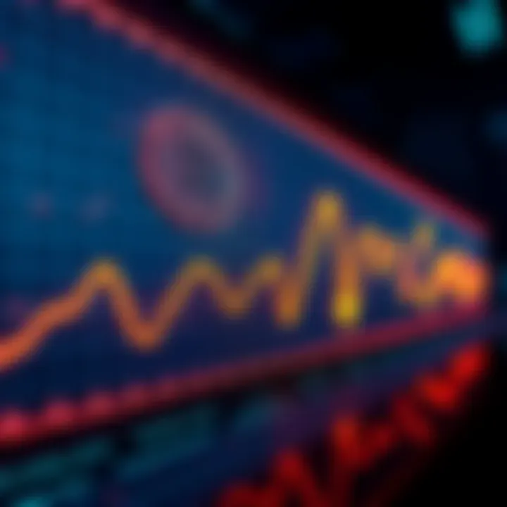 Graph showing declining Bitcoin prices with arrows pointing downward