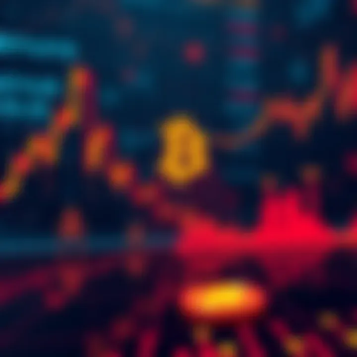 Bitcoin Chart Downward Trend A chart showing Bitcoin's price dropping to $74,000 with symbols of concern reflecting AI's impact on technology.