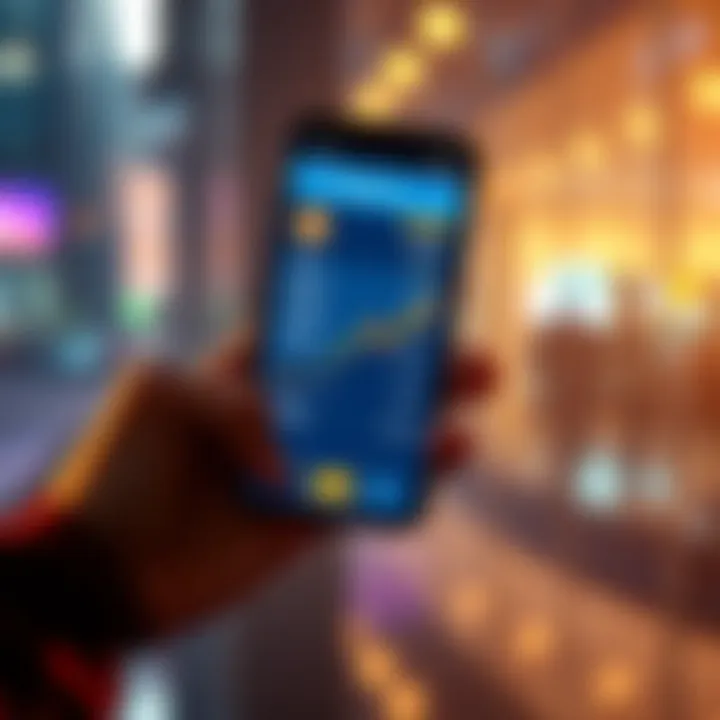 A person holding a smartphone with Bitcoin prices on the screen, symbolizing the buying opportunity during the current market dip.