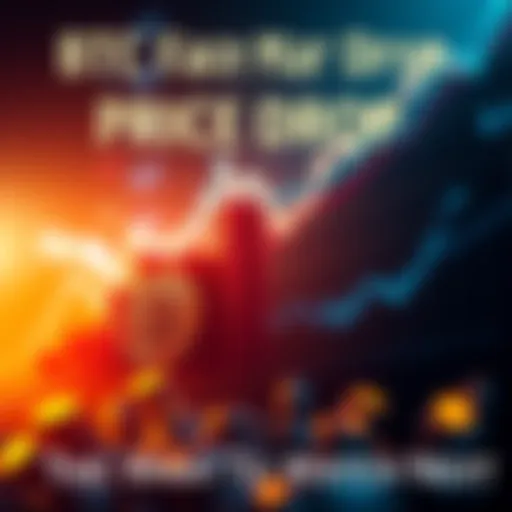 A graph showing a significant decline in Bitcoin's value over time with a downward trend line and red markers