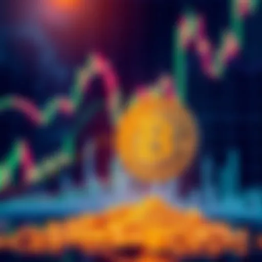 A chart showing Bitcoin's price falling, symbolizing market downturn and liquidations