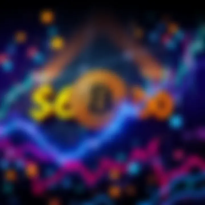 A graphic showing the downward trend of Bitcoin's price dropping to $68,000 with a background of crypto symbols and charts