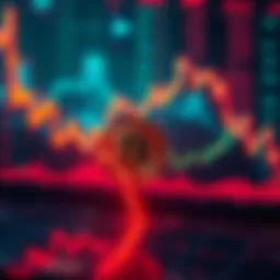 Bitcoin Price Drop A downward chart illustrating Bitcoin's price decline against a backdrop of financial market trends.
