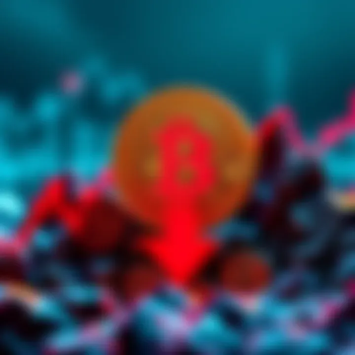Bitcoin logo with a downward arrow representing the price drop to 78k as market sentiment shifts
