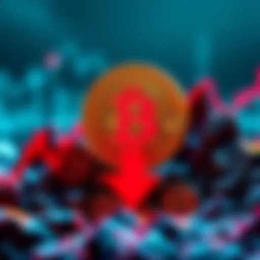 Bitcoin Price Drop Bitcoin logo with a downward arrow representing the price drop to 78k as market sentiment shifts