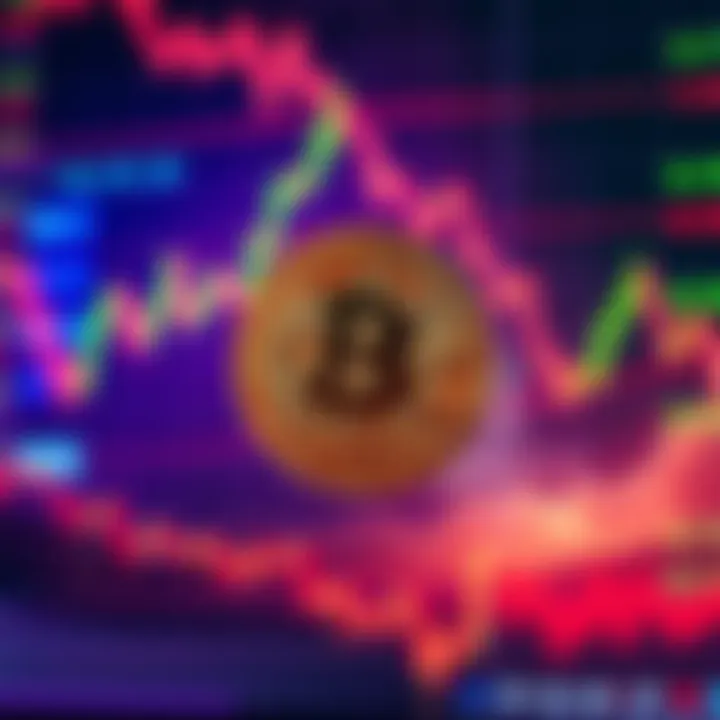 Bitcoin Price Drop Graph showing a decline in Bitcoin prices with a background of financial charts