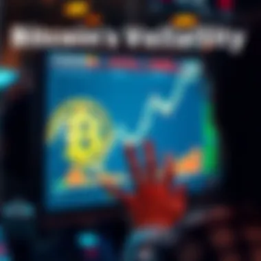 Bitcoin Price Drop A graphic showing a downward trend in Bitcoin prices with a worried person looking at a screen, representing emotional reactions to market fluctuations.