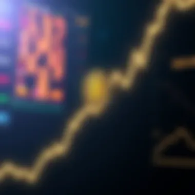 A downward trend line representing Bitcoin's price falling below $65,000, indicating market turmoil and liquidations in cryptocurrency trading.
