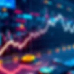 Graph showing a downward trend in Bitcoin's value with currency symbols
