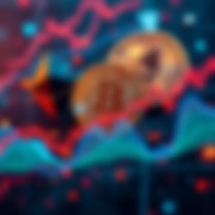 Graph showing a drop in Bitcoin's price towards $65,000 with Ethereum, Cardano, and XRP in the background