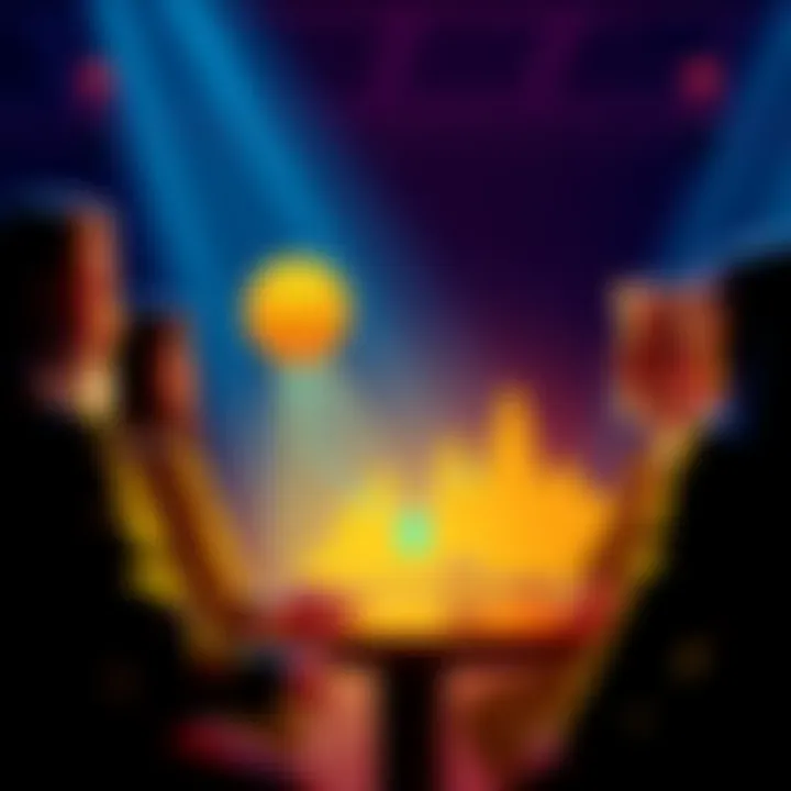 People discussing Bitcoin price predictions with a graphic showing a downward trend.