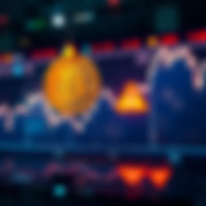 Graph showing a downward trend in Bitcoin's price with a warning sign