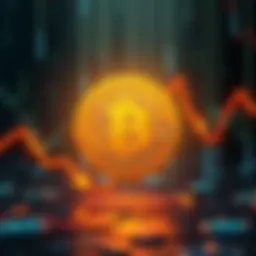 A graphic showing the Bitcoin logo declining with downward arrows in a bearish market setting