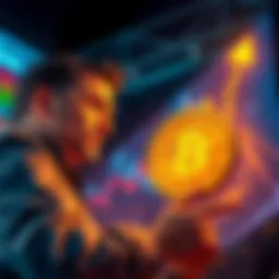 Bitcoin Price Drop Prediction Investors show concern with a graph indicating a drop in Bitcoin value to $20,000, emphasizing market caution amid global tensions.