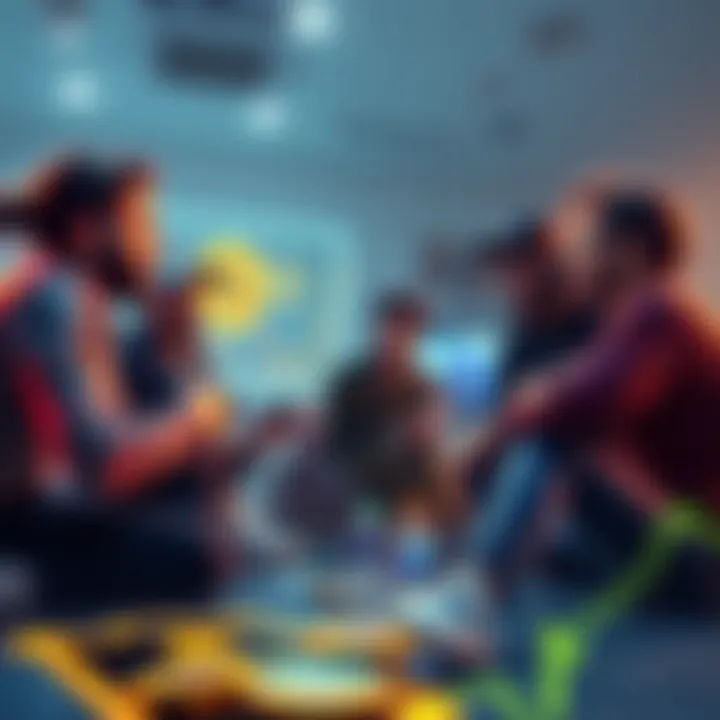 A group of cryptocurrency enthusiasts discussing Bitcoin's potential drop to $40k in a casual setting