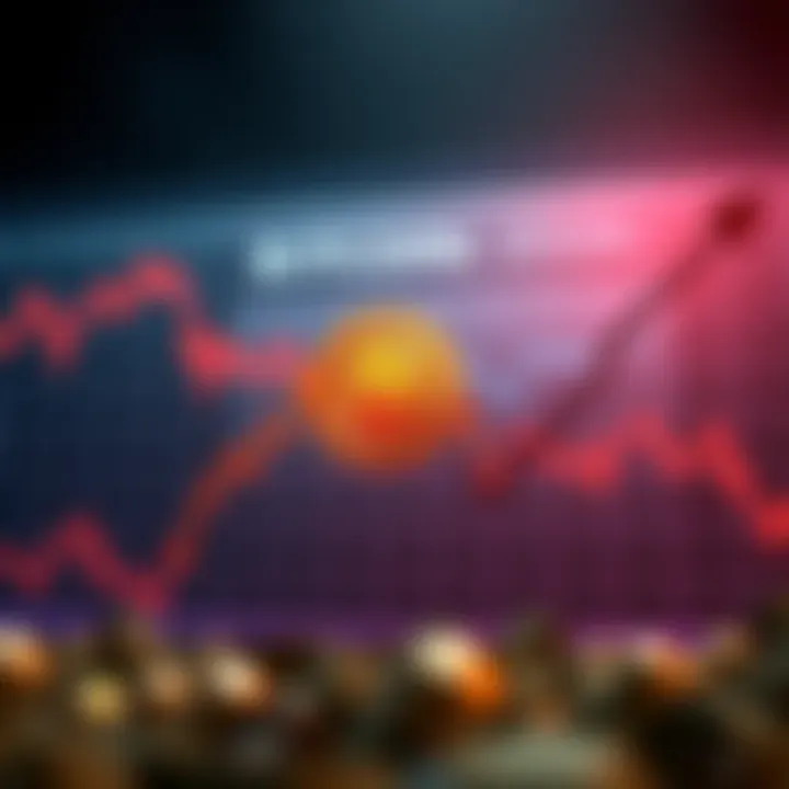 Graph showing a sharp decline in Bitcoin's price with a warning sign
