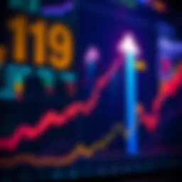 A chart showing the rising trend of Bitcoin prices with an upward arrow