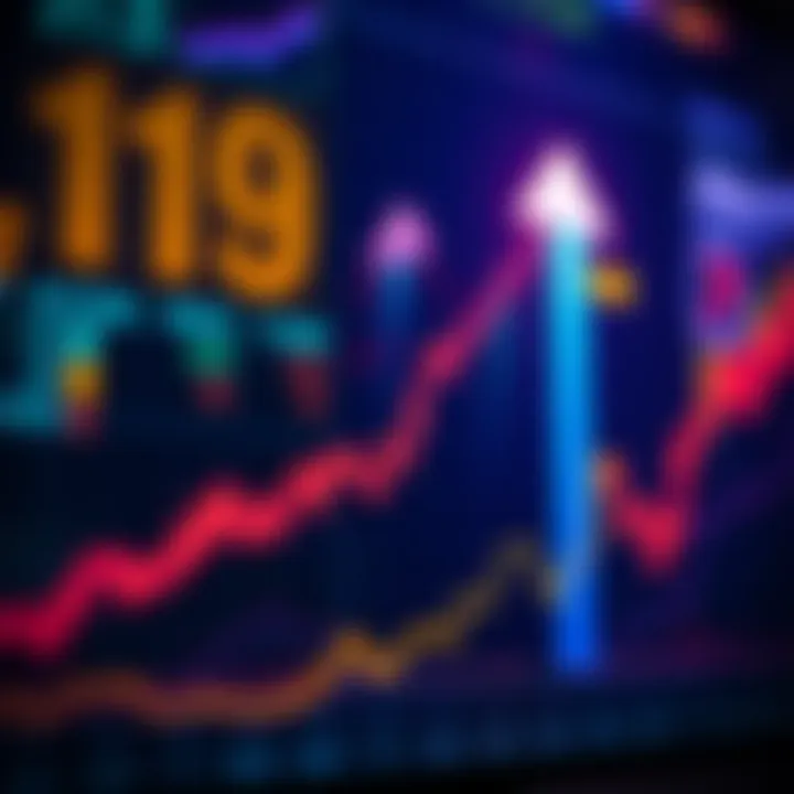 A chart showing the rising trend of Bitcoin prices with an upward arrow