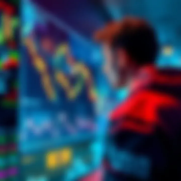 A person looking at a digital screen displaying fluctuating Bitcoin prices and trading charts, symbolizing the impact of paper trading on real Bitcoin value.