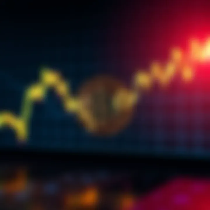 Bitcoin Price Movement A graph showing Bitcoin's price fluctuating, indicating potential for a sharp increase or decrease in the near future.