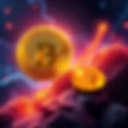 Bitcoin Price Prediction Illustration of Bitcoin with a rising graph indicating growth towards $350,000 by 2028.