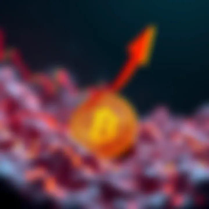 A graphic showing Bitcoin's rising chart with an arrow pointing upwards, symbolizing a price increase prediction.