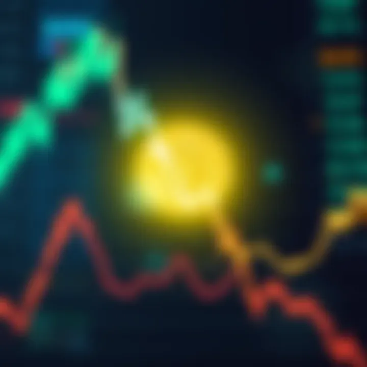 Bitcoin price prediction Graph showing a downward trend in Bitcoin prices with a warning sign