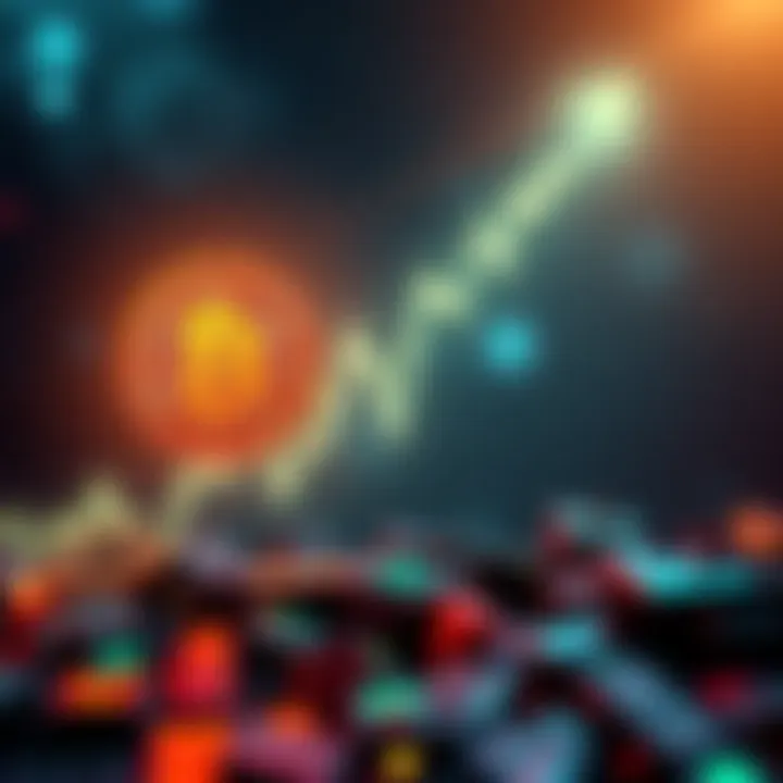 A chart showing Bitcoin price trending upwards with a symbol of Bitcoin prominently displayed.