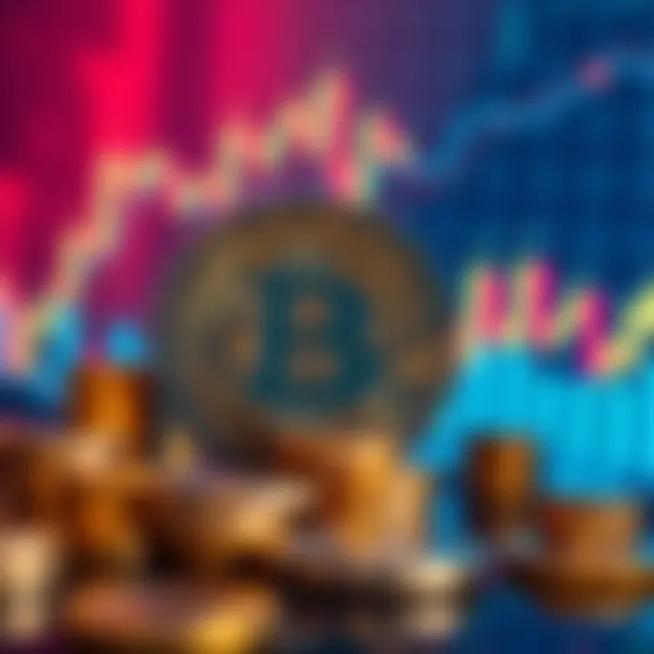 A visual representation of Bitcoin symbols with a stable price chart in the background, symbolizing steady market behavior.
