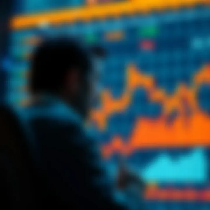 A graphic showing Bitcoin's price chart lagging behind other cryptocurrencies in a rising market, with a concerned investor looking on.