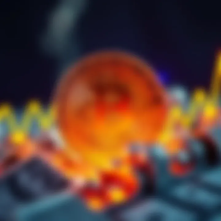 Bitcoin Price Surge A graphic showing Bitcoin rising to 71K, with a downward trend in dollar values and bond yields in the background.