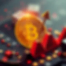 Graphic showing the Bitcoin logo with a rising arrow, indicating a price increase to $76,000 and the idea of big investors possibly selling soon.