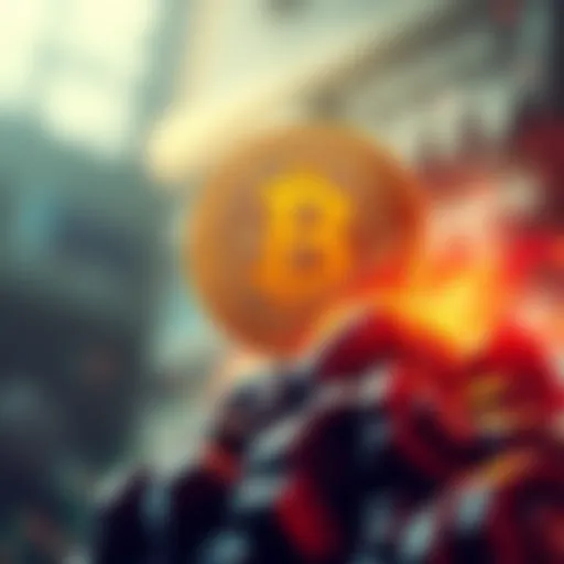 Graphic showing Bitcoin soaring to $1 million with rising profit charts