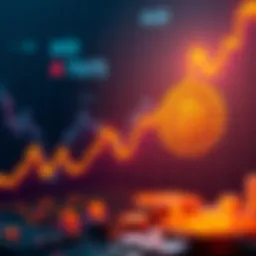 A visual representation of Bitcoin's rising value with a chart showing upward trends and the AUD symbol.