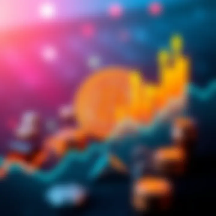 A graphical representation showing Bitcoin's price chart hitting a new all-time high with upward trend arrows and celebratory elements.