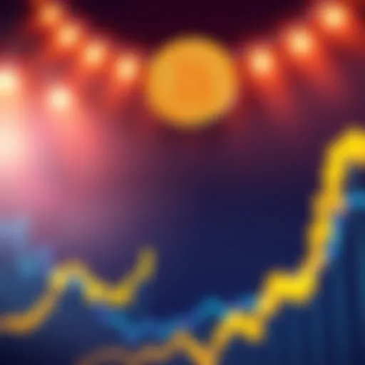 A graphic showing a rising Bitcoin price chart with the Bitcoin logo and a bright background indicating growth and excitement.