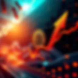 A graphic of a rising Bitcoin price chart with arrows pointing upwards, symbolizing market excitement and pressure on short sellers.