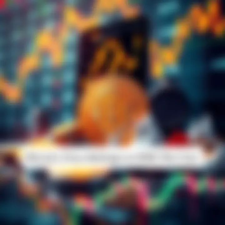 A visual representation of Bitcoin's rising value against a backdrop of financial graphs and charts