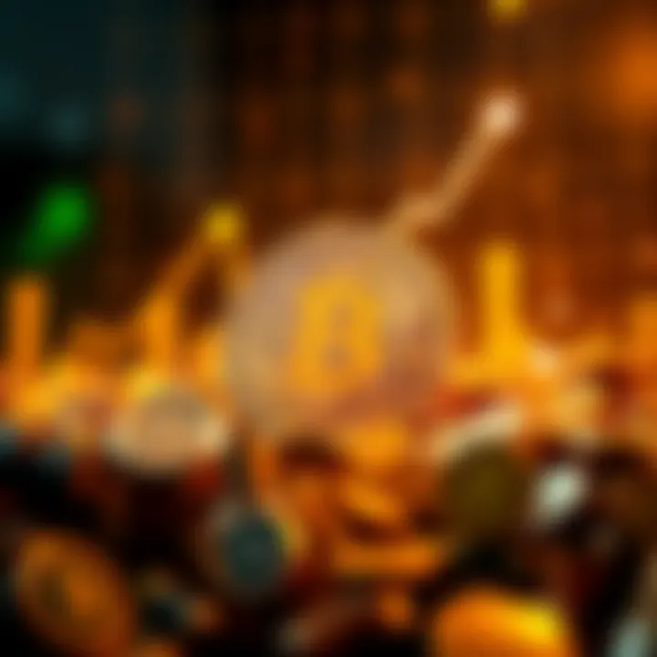 A digital representation of Bitcoin with an upward trend line indicating a price rise towards $50,000, surrounded by elements of speculation and excitement in cryptocurrency markets.