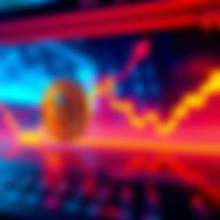 Graph showing Bitcoin's price rising sharply after Jim Cramer's comments, with an upward arrow and vibrant colors.