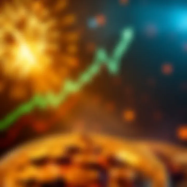 Graph showing Bitcoin's rising price with a celebratory background