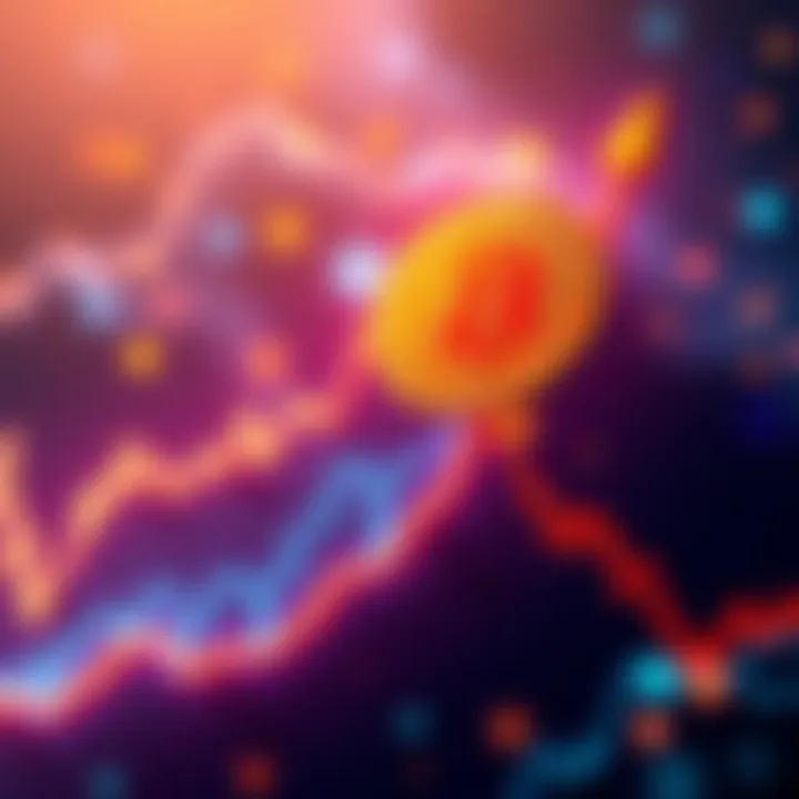 A graph showing the rising trend of Bitcoin prices with a symbol representing growth in wallet investments.
