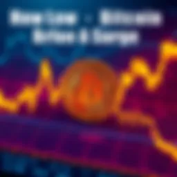 Chart showing Bitcoin's price fluctuations with a downward trend followed by a potential surge.