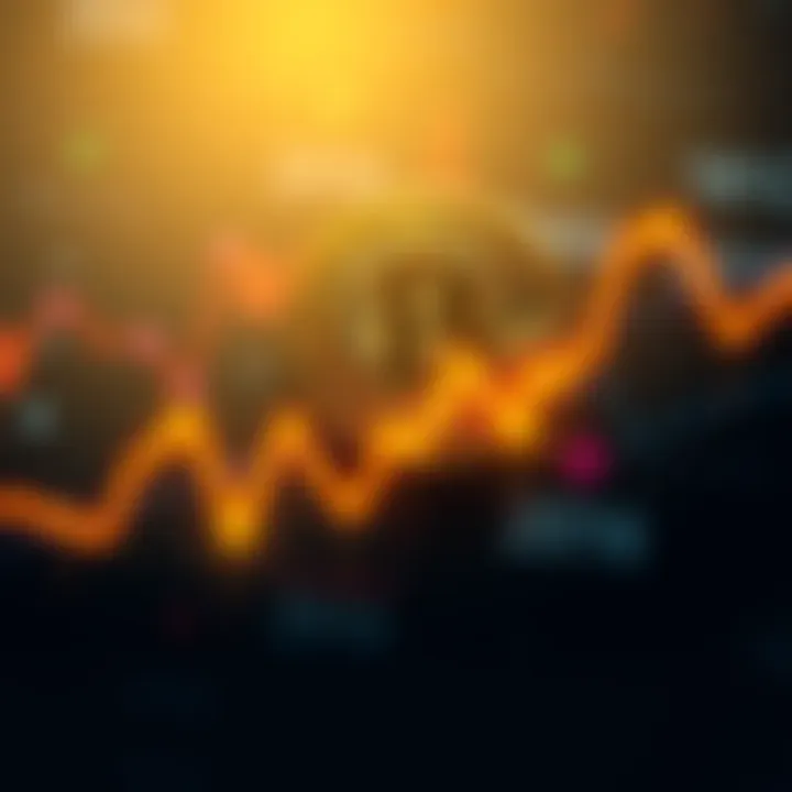 A line graph showing Bitcoin's fluctuating price over time with upward and downward trends.