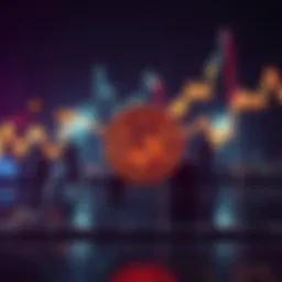 A graph showing a rise in Bitcoin prices with skeptical investors discussing in the background.